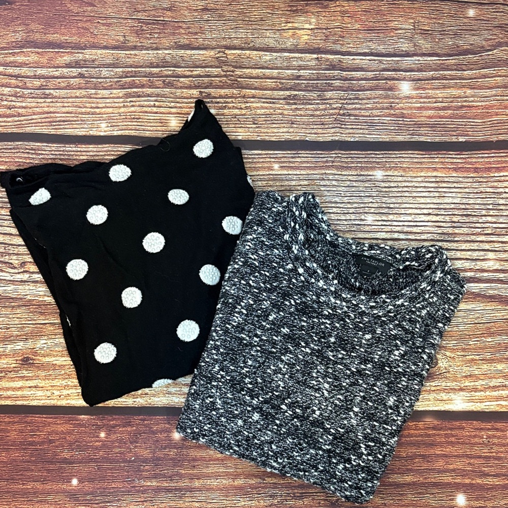 Women's Black WHBM and Gray Ann Taylor 3/4 sleeve Sweater Set